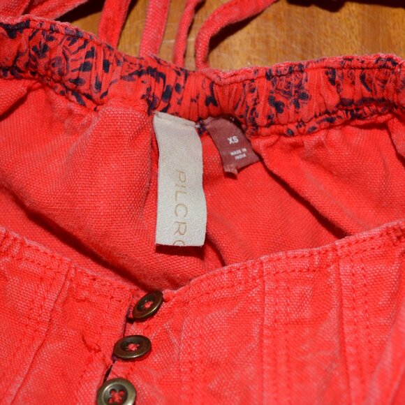 Pilcro Anthropologie Coral Flutter sleeve Linen blend Midi Dress w/pockets XS - Picture 9 of 11